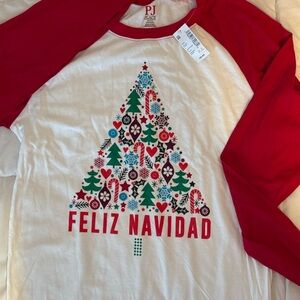 Women’s PJ Place Felix Navidad Christmas Raglan Tee 🎄 - Size XS